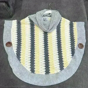 Grey and yellow striped poncho